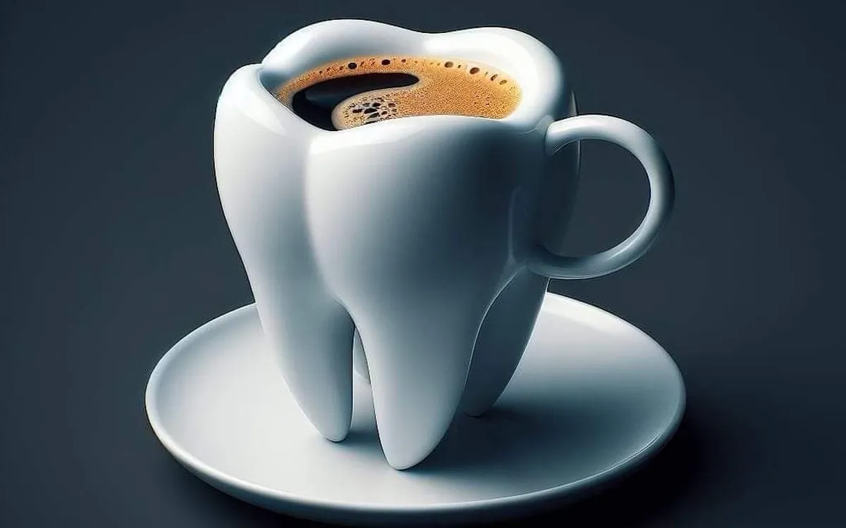Coffee and tea stains on teeth
